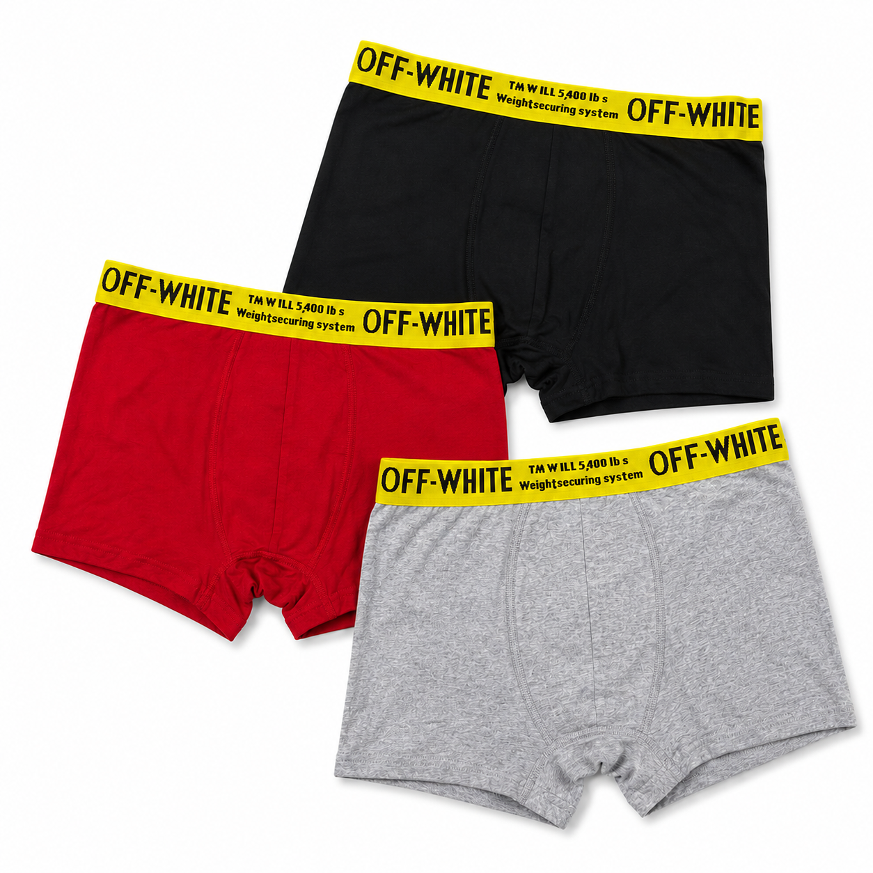 سراويل داخلية بوكسر بشريط Off-White الصناعي - إصدار 3 قطع