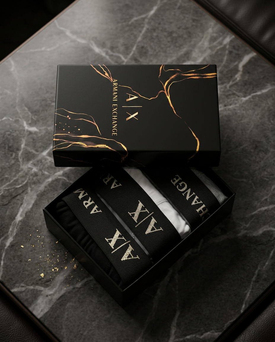 Armani Exchange Gold-Accent Boxer Briefs – 3-Pack Edition